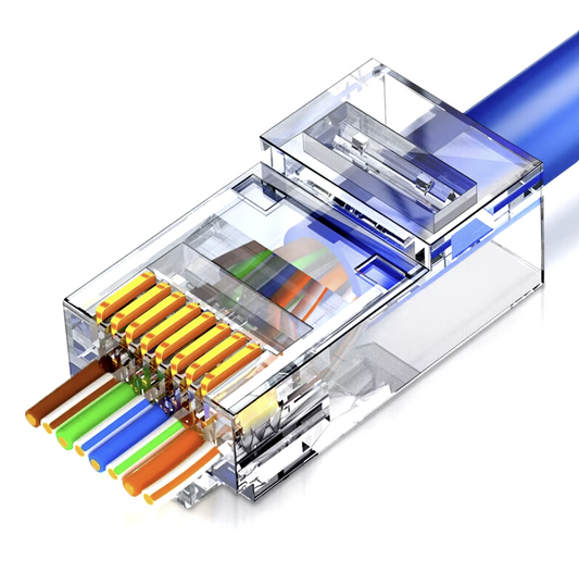 RJ45 Pass Through Connector 23AWG Cat6 Cat5e RJ45 Modulaire Stekkers Vergulde 8P8C RJ45 Uiteinden